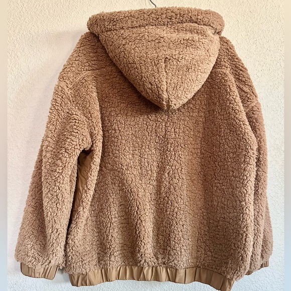 Bluivy Tan Teddy Sherpa Half Button Hooded Jacket - Picture 10 of 10